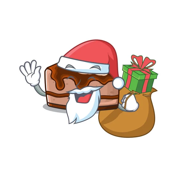Weihnachtsmann Schokolade Käsekuchen Cartoon Charakter Design Mit Schachtel Mit Geschenken — Stockvektor