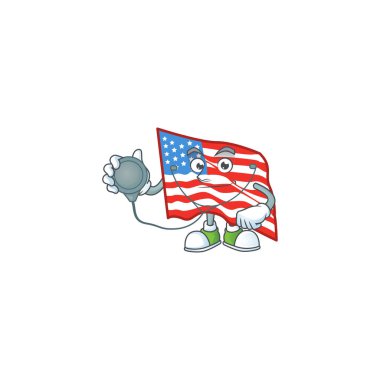 USA flag mascot icon design as a Doctor working costume with tools