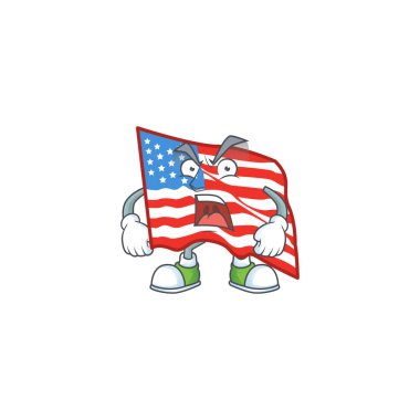 USA flag cartoon character design with angry face