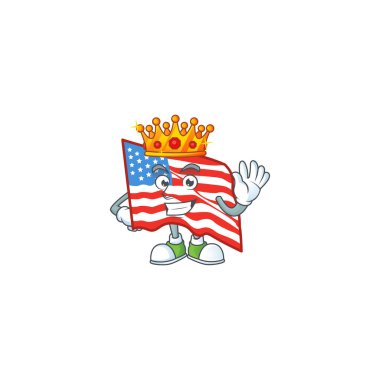 A dazzling of USA flag stylized of King on cartoon mascot design