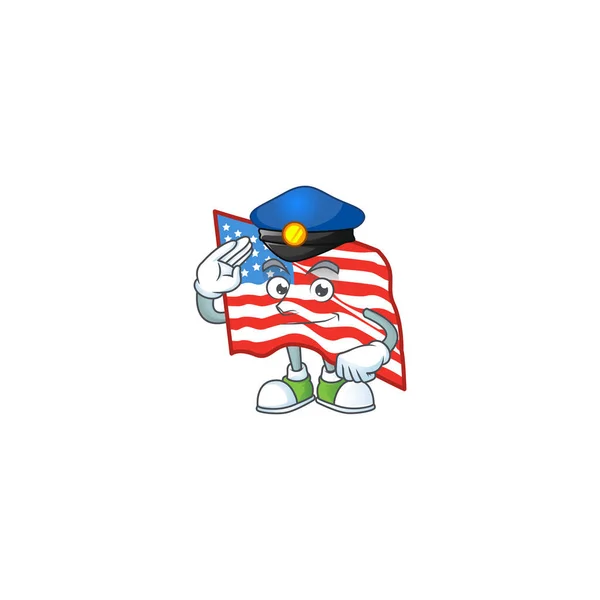 Une conception de caractère du drapeau des États-Unis travaillant comme officier de police — Image vectorielle