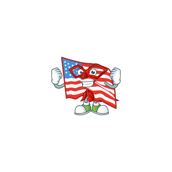 A friendly picture of USA flag dressed as a Super hero — Stockvector