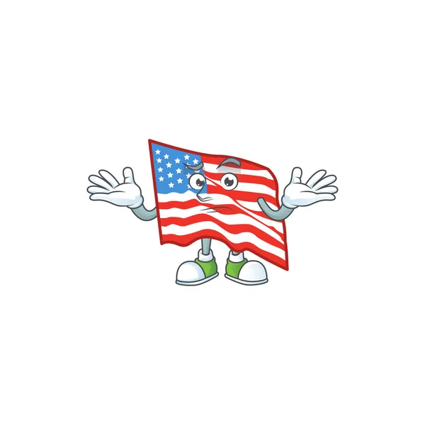 A comical Grinning USA flag cartoon design style — 图库矢量图片