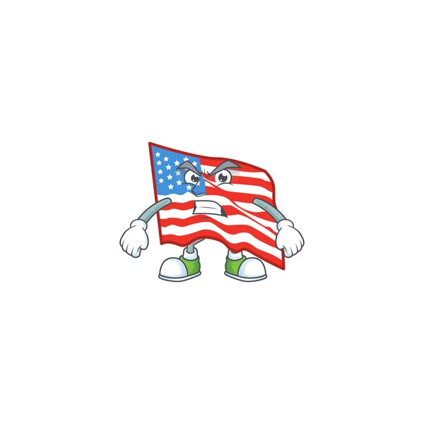Personaje de dibujos animados de la bandera de EE.UU. con la cara enojada — Vector de stock