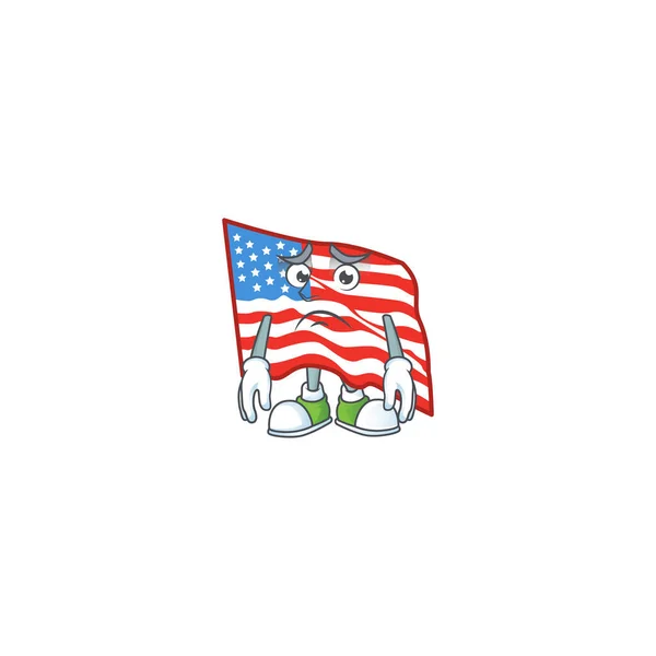 Cartoon character of a USA flag having an afraid face — Stockvector