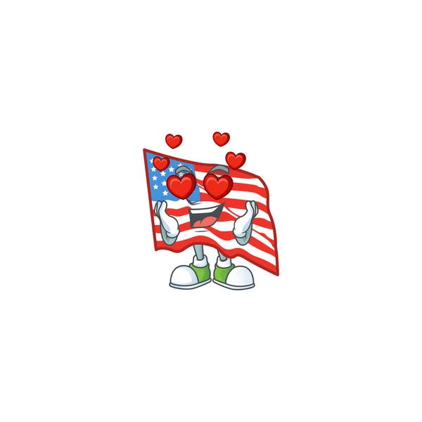 Романтический стиль дизайна мультфильма под флагом США — стоковый вектор