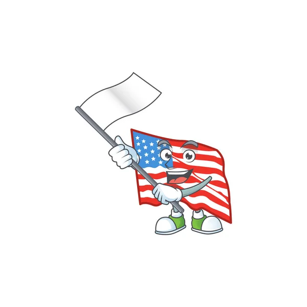 Grappig Usa Vlag Tekenfilm Karakter Ontwerp Met Een Vlag Vectorillustratie — Stockvector