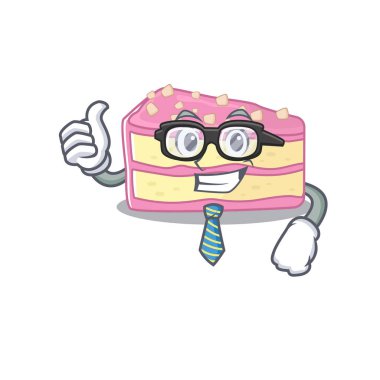 cool and smart Businessman strawberry slice cake wearing glasses