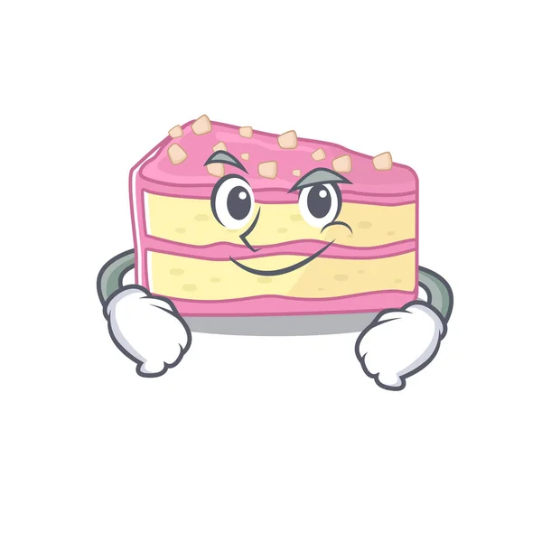 Cool strawberry slice cake mascot character with Smirking face — Stockový vektor