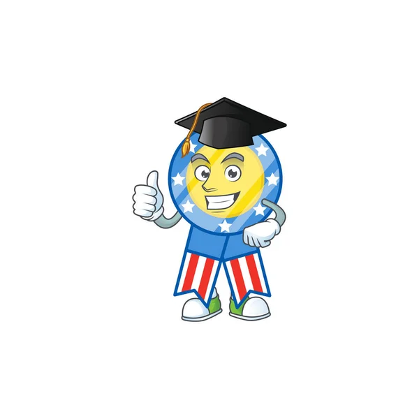 A happy character of USA medal in a black Graduation hat — Stockvektor