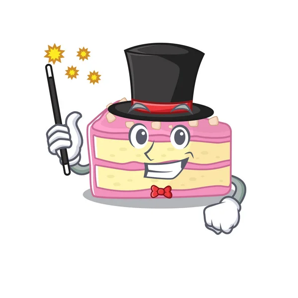 A picture of strawberry slice cake performance as a Magician — Stockvector