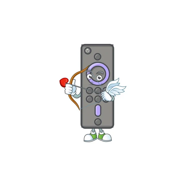 Een mooie afstandsbediening Tv Cupido met pijl en vleugels — Stockvector
