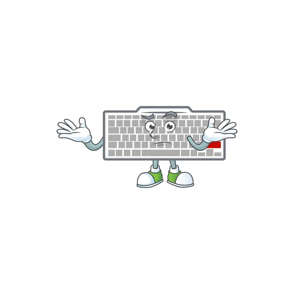 Um estilo de desenho animado de teclado branco Grinning cômico —  Vetores de Stock