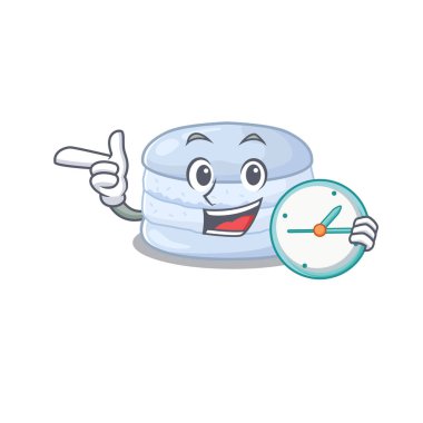 cartoon character concept blueberry macaron having clock
