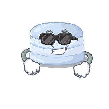 Super cool blueberry macaron character wearing black glasses