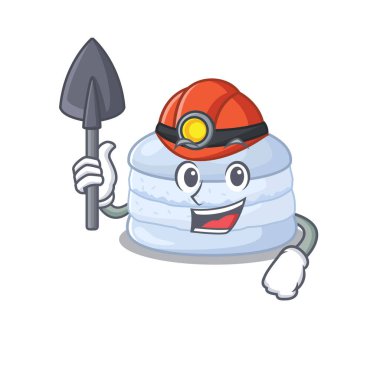 Cool clever Miner blueberry macaron cartoon character design