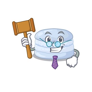 Smart Judge blueberry macaron in mascot cartoon character style