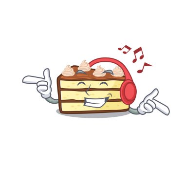 Müzik dinlemek çikolatalı kek çizgi film karakteri konsepti
