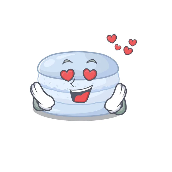 Romantic falling in love blueberry macaron cartoon character concept — Stockvector