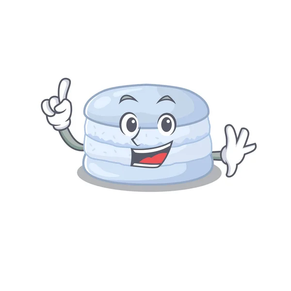 Mascot cartoon concept blueberry macaron in One Finger gesture — Wektor stockowy