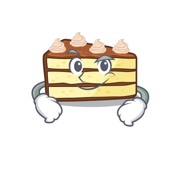 Cool chocolade plak taart mascotte karakter met Smirking gezicht — Stockvector