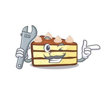 Akıllı mekanik çikolata dilimli pasta çizgi film karakteri tasarımı