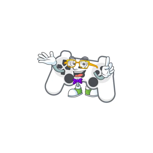 The Geek character of white joystick mascot design — Stockvector