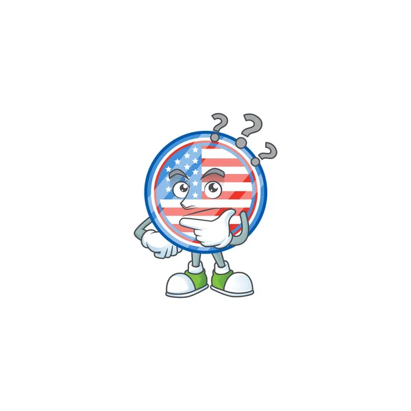 Insignes de cercle USA style de mascotte de dessin animé dans un geste confus — Image vectorielle