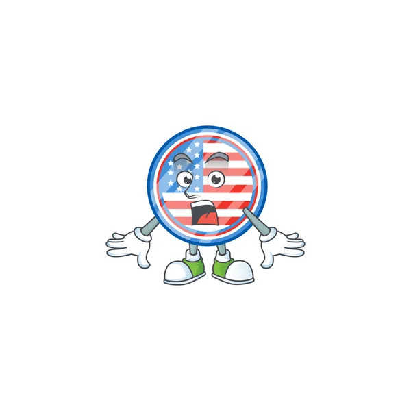 Cartoon character design of circle badges USA with a surprised gesture — Stock vektor