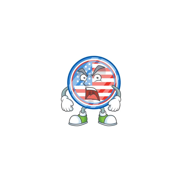 Circle badges USA cartoon character design with angry face — Stok Vektör