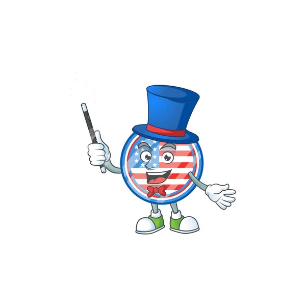 Un personnage de badges de cercle USA performance en tant que magicien — Image vectorielle