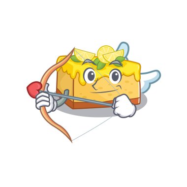 Sweet lemon cheesecake Cupid cartoon design with arrow and wings
