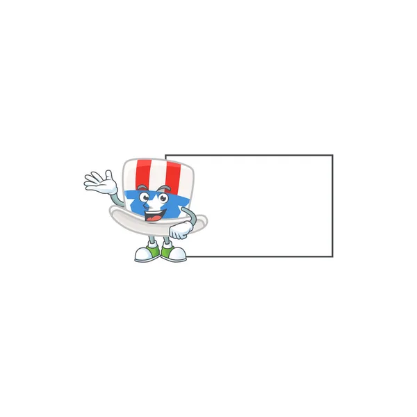 Cheerful uncle sam hat mascot style design with whiteboard — Wektor stockowy