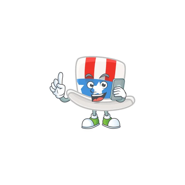 A picture of happy uncle sam hat speaking on the phone — Stock vektor