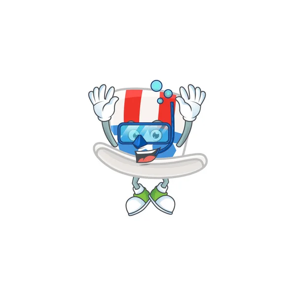 A mascot icon of uncle sam hat wearing Diving glasses — Stock vektor