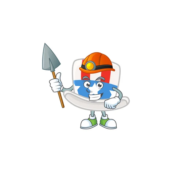 Cool smart Miner Uncle sam hat cartoon character design — стоковый вектор