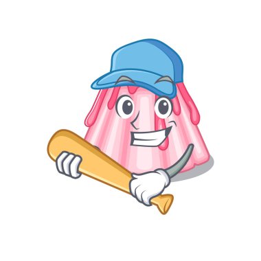 Smiley Funny strawberry jelly a mascot design with baseball