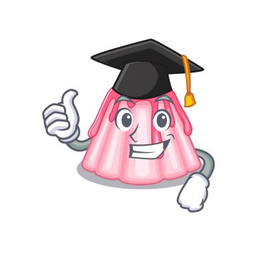 happy and proud of strawberry jelly wearing a black Graduation hat