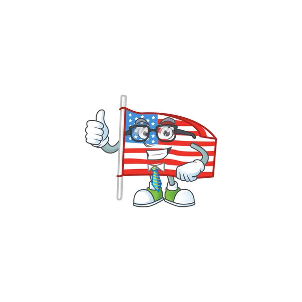带杆子的Usa旗- -成功的商人戴眼镜 — 图库矢量图片