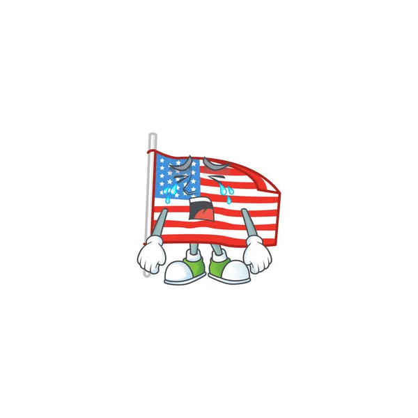 一种带有杆形吉祥物图案的哭泣的Usa国旗 — 图库矢量图片