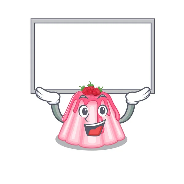 A strawberry jelly mascot picture raised up board — Stockový vektor