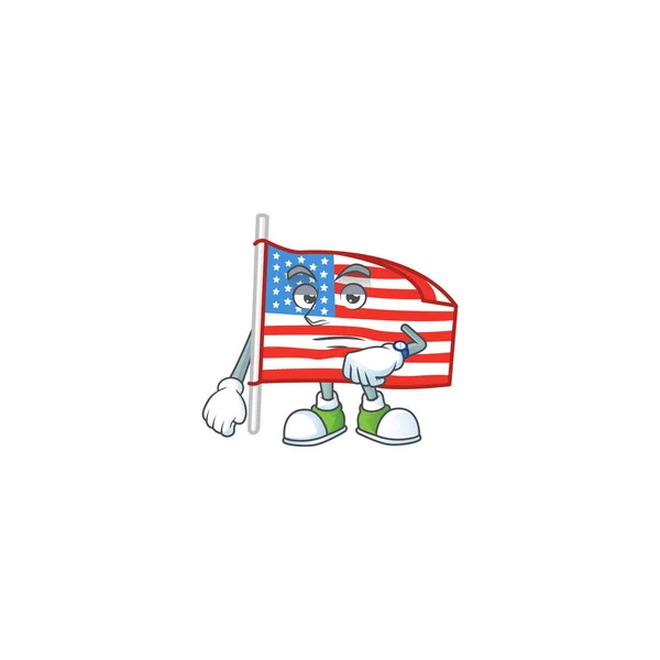 待っているジェスチャーの上にポールを持つアメリカ国旗の写真 — ストックベクタ
