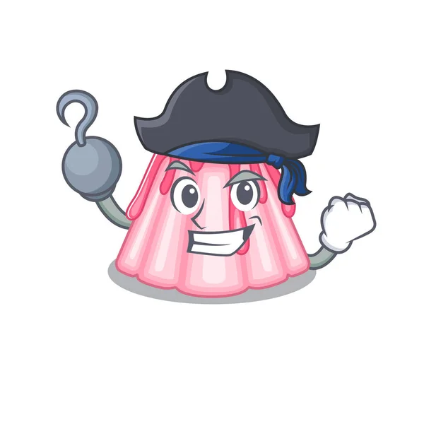 Carino disegno della mascotte della gelatina di fragole con un cappello — Vettoriale Stock