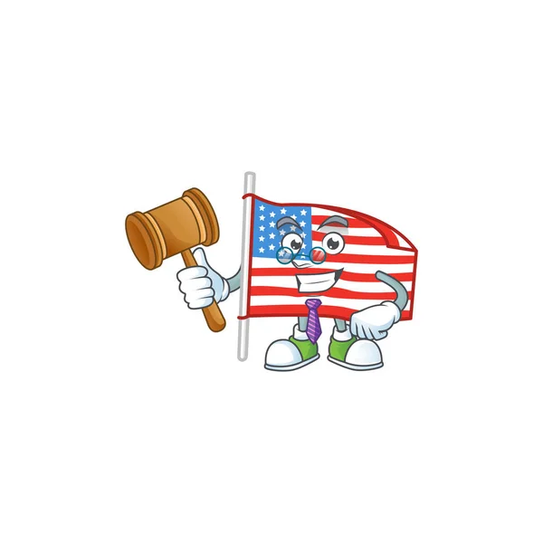 Mądra flaga Sędziego Usa z masztem w komiksie — Wektor stockowy