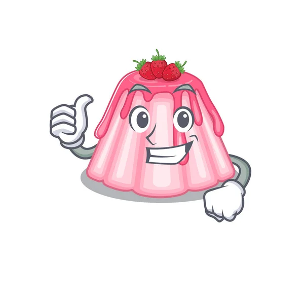 Funny strawberry jelly making Thumbs up gesture — Stock Vector