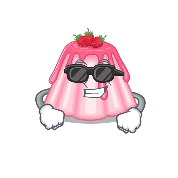 Super cool strawberry jelly character wearing black glasses — Stock Vector