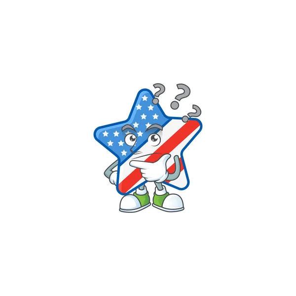 Usa ster cartoon mascotte stijl in een verwarrende gebaar — Stockvector