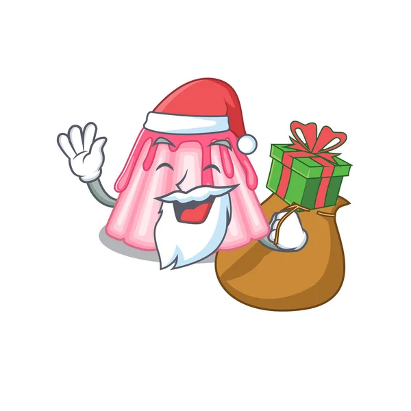Santa strawberry jelly Cartoon character design having box of gifts — Wektor stockowy