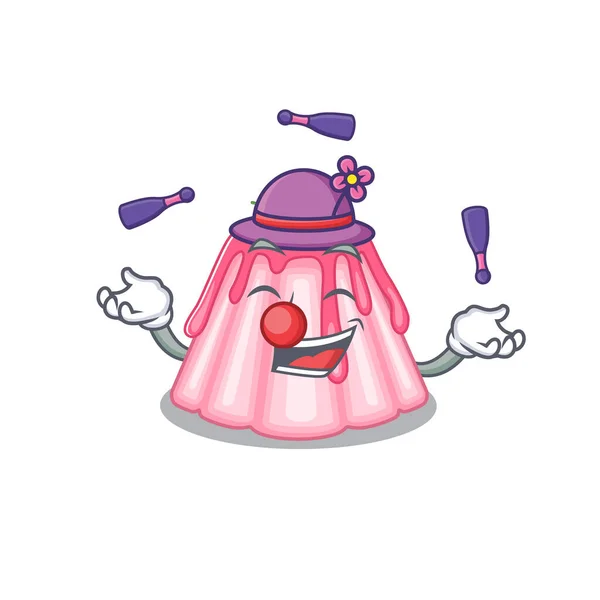 A lively strawberry jelly cartoon character design playing Juggling — 스톡 벡터