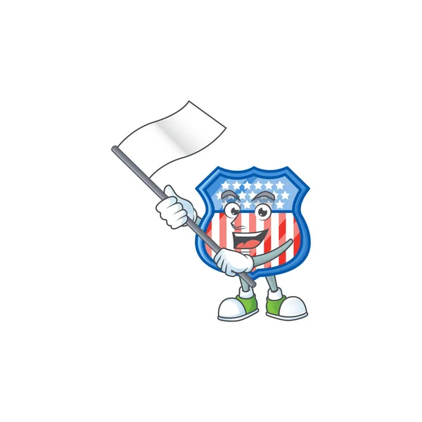 Badges de bouclier drôle design de personnage de dessin animé aux États-Unis avec un drapeau — Image vectorielle